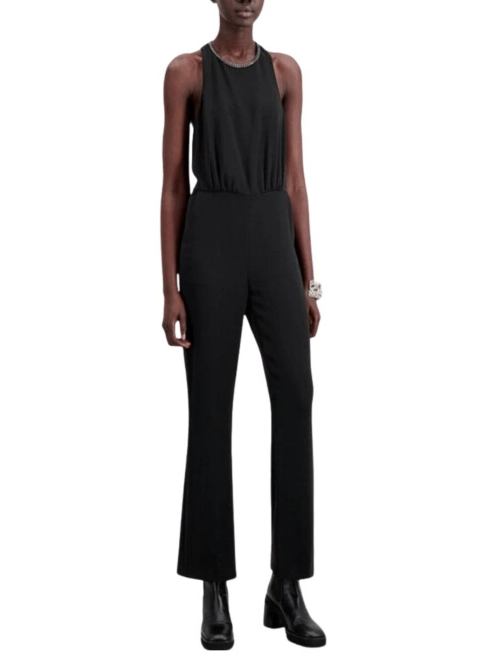 NWT The Kooples Black Cut Out Chain Jumpsuit Size 3